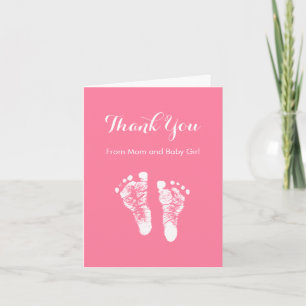 Baby Girl Thank You Cute Pink Newborn Footprints
