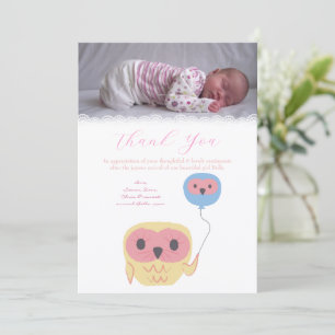 Baby Girl Thank You Note Photo Card Template