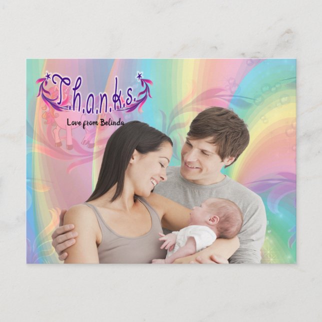 Baby Girl Thank You Photo Postcard (Front)