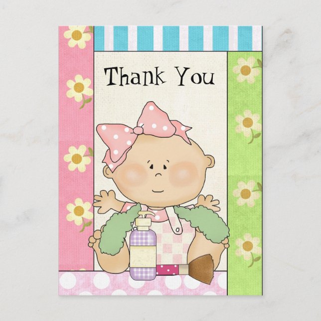 Baby Girl Thank you Shower postacrd Postcard (Front)