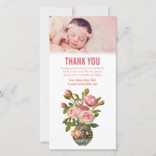Baby Girl Thank You Vintage Photo Card Template