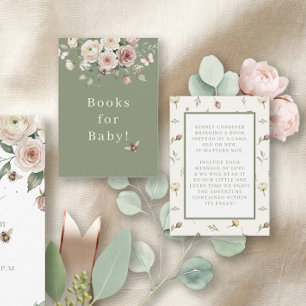 Baby Girl to Bee n Butterfly Green Floral Books Enclosure Card