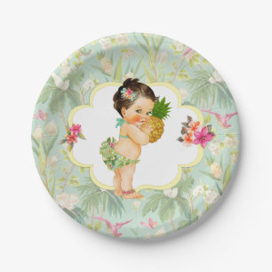 Baby Girl Tropical Hawaiian Luau Hibiscus Paper Plate