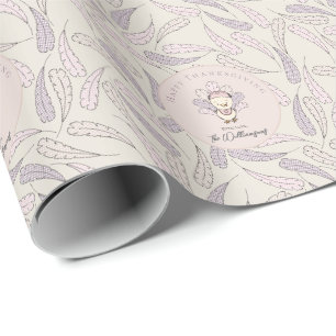 Baby Girl Turkey & Feathers Happy Thanksgiving Wrapping Paper