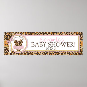 Baby Girl Tutu Cheetah Print Baby Shower Banner