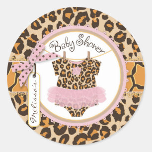 Baby Girl Tutu Cheetah Print Baby Shower Label