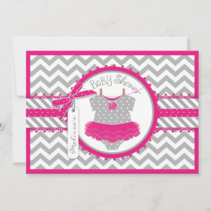 Baby Girl Tutu Chevron Print Baby Shower Invitation