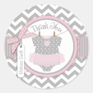 Baby Girl Tutu Chevron Print Thank You Label