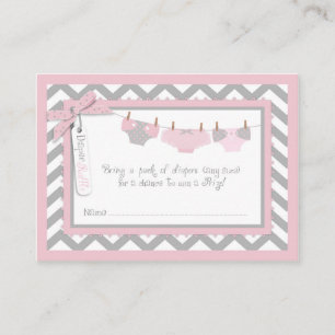 Baby Girl Tutu Diaper Raffle Ticket Enclosure Card