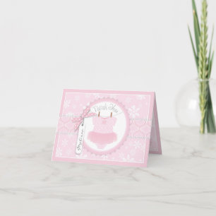 Baby Girl Tutu Snowflak Print Thank You Card