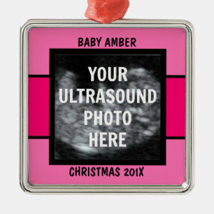 Baby Girl Ultrasound Photo Template Metal Tree Decoration