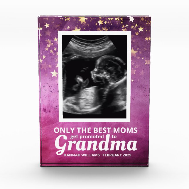 Baby Girl Ultrasound Pregnancy Announcement Photo Block (Front)