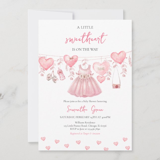 Baby Girl Valentine Baby Shower Invitation (Front)