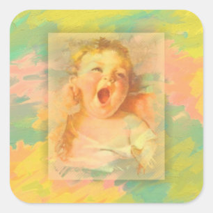 Baby girl vintage watercolor elegant cute square sticker