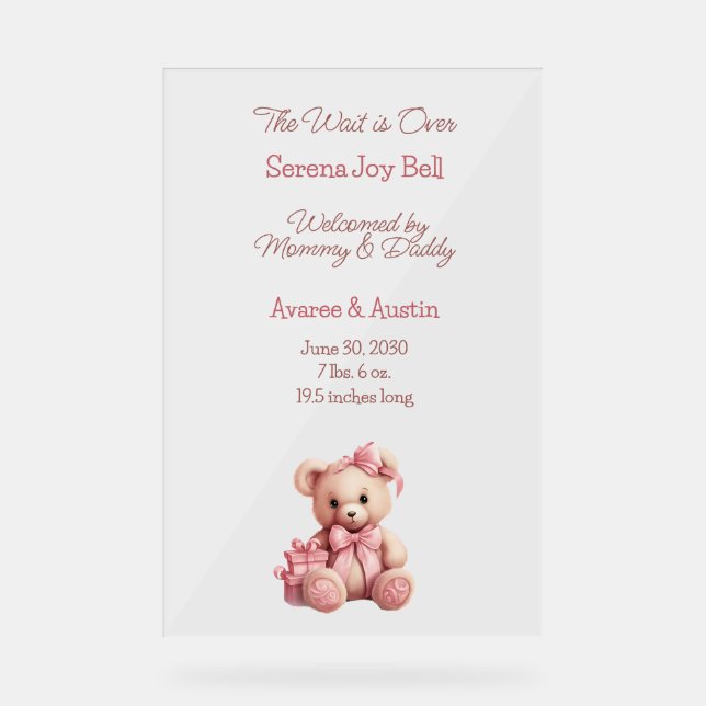 Baby Girl Welcome Sign  (Front)