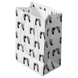 Baby Girl with Bow Footprints Medium Gift Bag