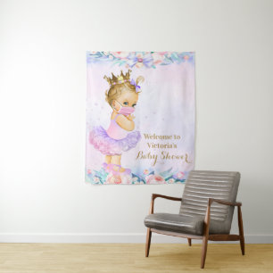 Baby Girl With Mask Covid Baby Shower M Backdrop Tapestry