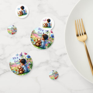 Baby Girl with Teddy Bear Baby Shower It's a Girl Confetti