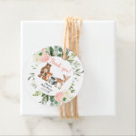 Baby girl woodland forest animals pink greenery favour tags<br><div class="desc">For more advanced customisation of this design,  simply select the "Customise It" button above!</div>