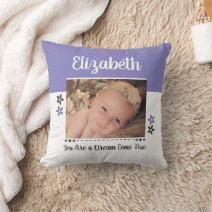 Baby Girl worth the wait grey and purple photo Cushion