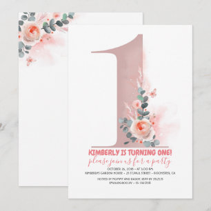 Baby Girls 1st Birthday Invitation