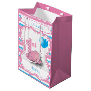 Baby Girl's 1st Birthday Party Medium Gift Bag