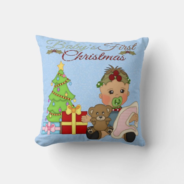 Baby Girl's 1st Christmas Throw Pillow (Front)