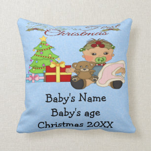 Baby Girl's 1st Christmas Throw Pillow