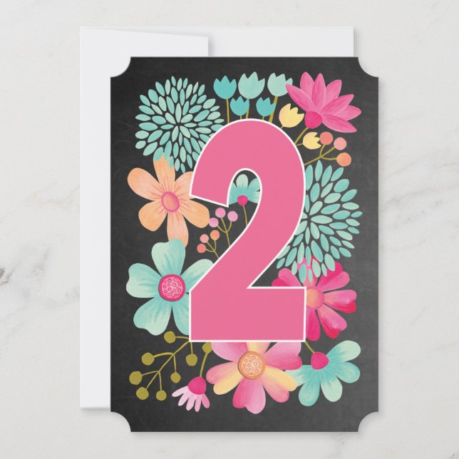 Baby Girls 2nd Birthday Number 2 Party Invite (Front)