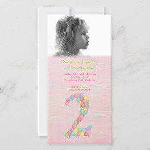 Baby Girls 2nd Birthday Party Photo Card Invite