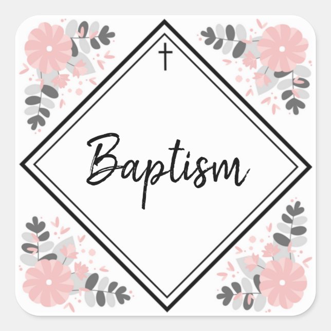 Baby Girl's Baptism Envelope Seal / Sticker (Front)