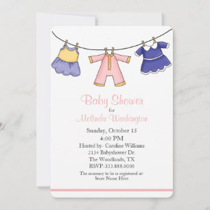 Baby Girls Clothes Baby Shower Invitation