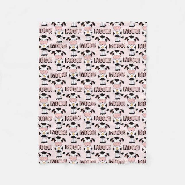 Baby girls Country cow fleece blanket (Front)