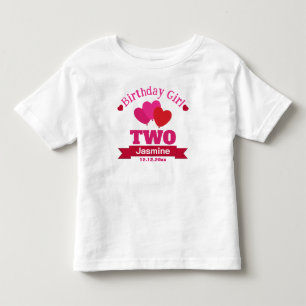 Baby Girl's Cute Pink 2nd Birthday Personalized Toddler T-Shirt