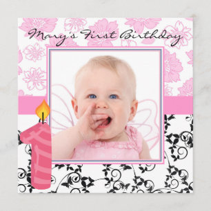 Baby Girl's First Birthday Party Invitation