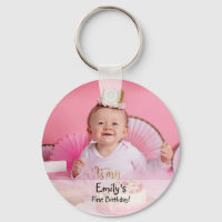 Baby girl's first birthday photo and name