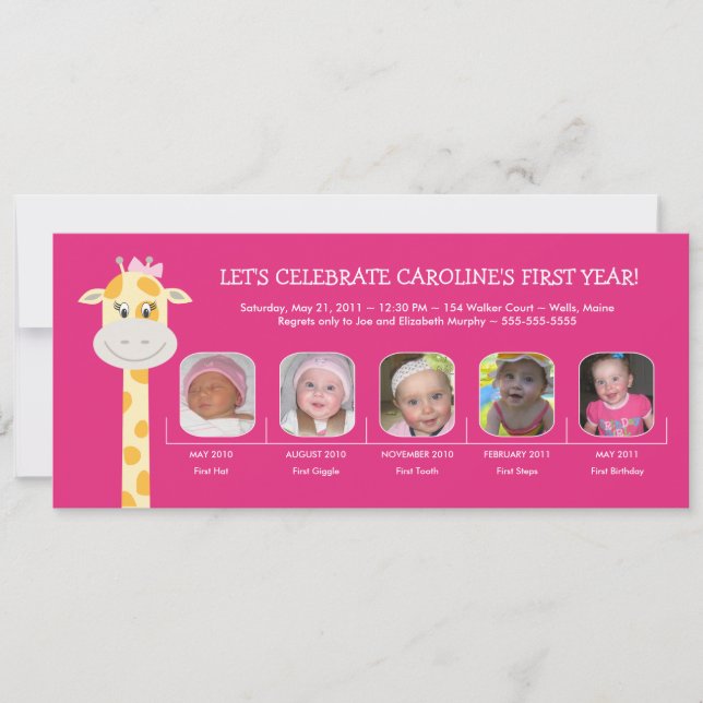 Baby Girl's First Birthday Year Invitation (Front)