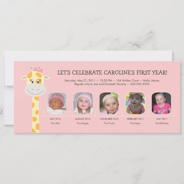 Baby Girl's First Birthday Year Invitation (Front)