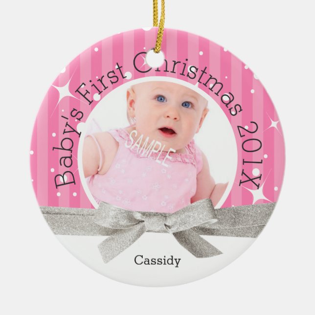 Baby Girl's First Christmas Ceramic Tree Decoration (Front)