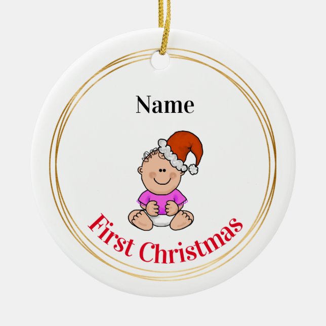 Baby Girl's First Christmas Ornament (Front)