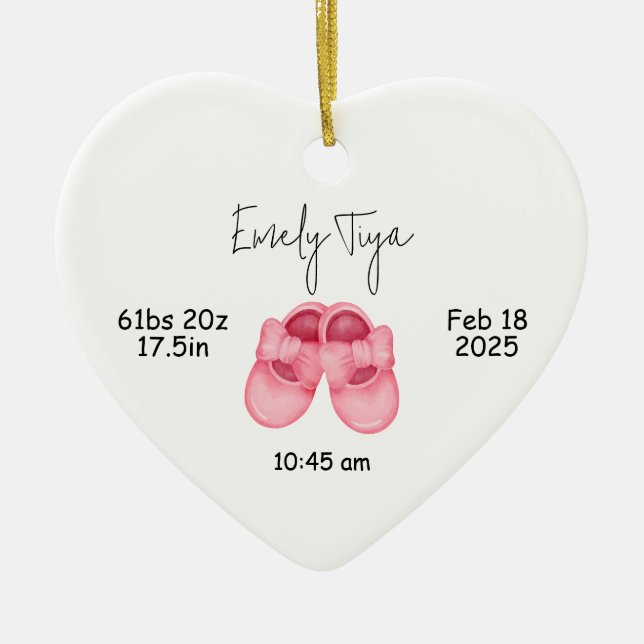 Baby Girl's First Christmas Ornament, First  Ceramic Tree Decoration (Front)