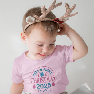 Baby Girl's First Christmas Pink T-Shirt