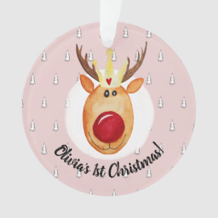 Baby Girl's First Christmas Princess Rudolph Name Ornament