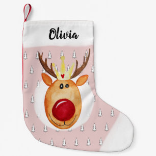 Baby Girl's First Christmas Princess Rudolph Name Small Christmas Stocking