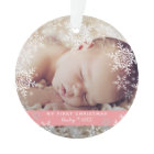 Baby Girl's First Christmas Snowflakes Pink