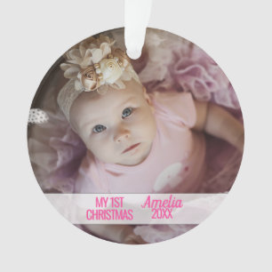 Baby girl's first Christmas with photo Ornament