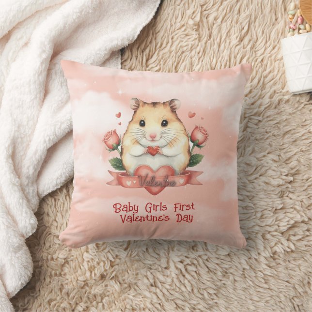 Baby Girls First Valentine's Day Cushion (Blanket)
