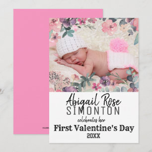 Baby Girl's First Valentine's Day Photo Card