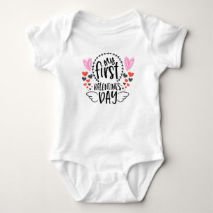 baby girls first Valentine's Day word art Bodysuit