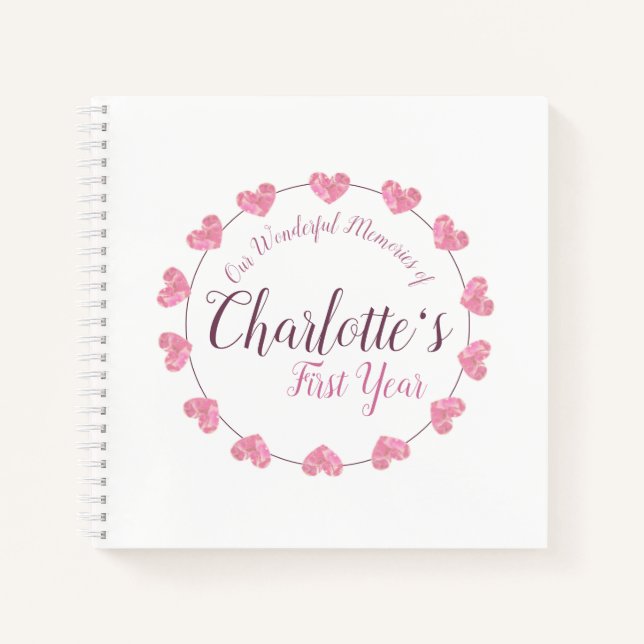 Baby girl's first year mum and dad blank journal (Front)